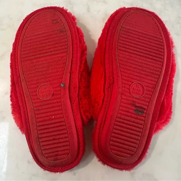 Target Red Plush Slippers with White Logo - Picture 7 of 8